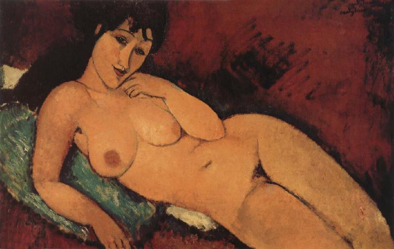 Amedeo Modigliani Nude on a blue cushion